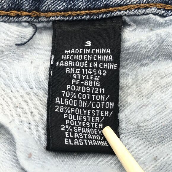 Dollhouse Distressed Cutoff Jean Shorts Size 3 Provocative Low Rise Frayed Hem - Picture 7 of 10